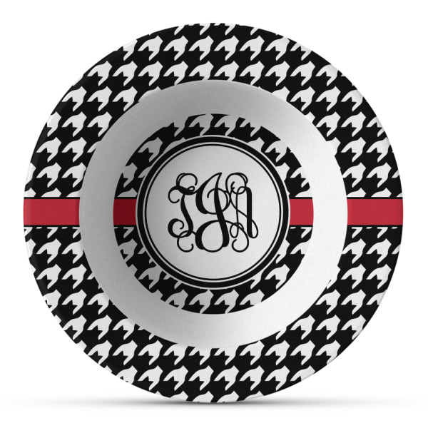 Custom Houndstooth Plastic Bowl - Microwave Safe - Composite Polymer (Personalized)