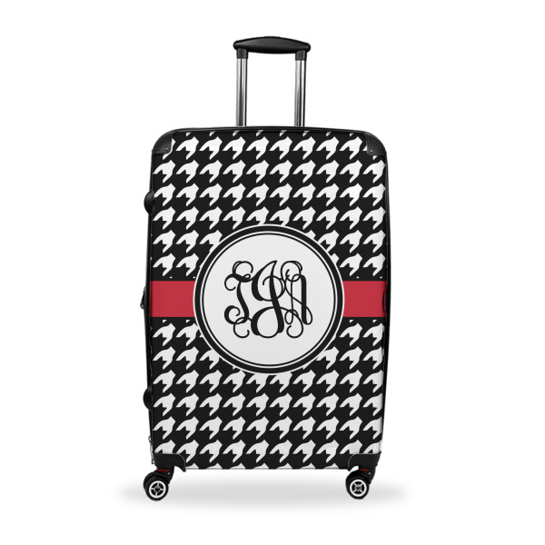 Custom Houndstooth Suitcase - 28" Large - Checked w/ Monogram