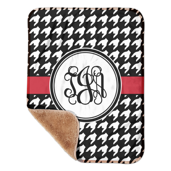 Custom Houndstooth Sherpa Baby Blanket - 30" x 40" w/ Monograms