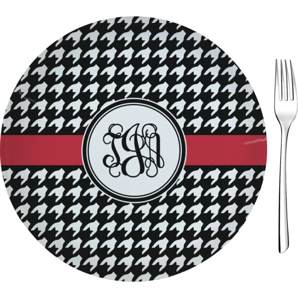 Custom Houndstooth 8" Glass Appetizer / Dessert Plates - Single or Set (Personalized)