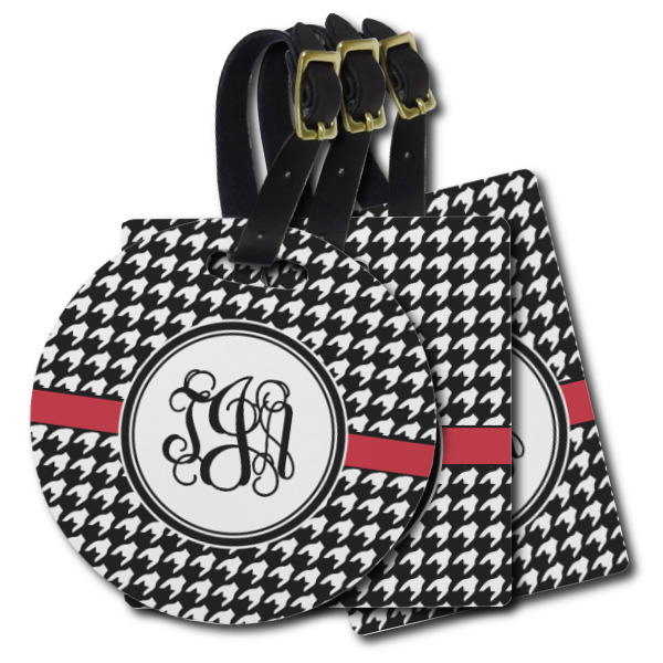 Custom Houndstooth Plastic Luggage Tag (Personalized)