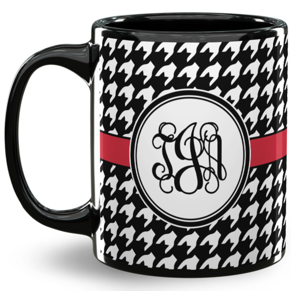 Custom Houndstooth 11 Oz Coffee Mug - Black (Personalized)