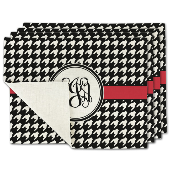 Custom Houndstooth Single-Sided Linen Placemat - Set of 4 w/ Monogram
