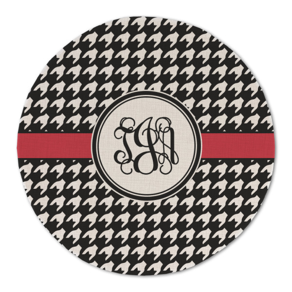 Custom Houndstooth Round Linen Placemat (Personalized)