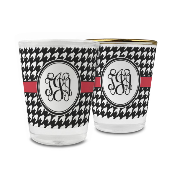 Custom Houndstooth Glass Shot Glass - 1.5 oz (Personalized)