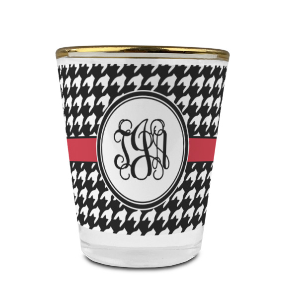 Custom Design - Glass Shot Glass - Gold Rim - Front