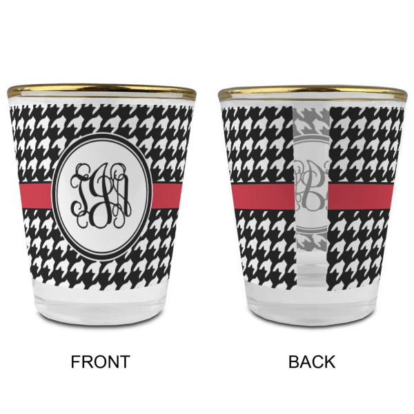 Custom Design - Glass Shot Glass - Gold Rim - Front & Back