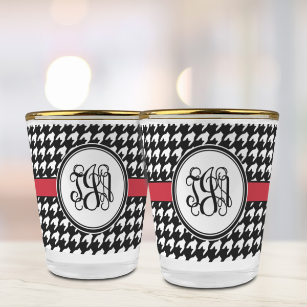 Custom Design - Glass Shot Glass - Gold Rim - Lifestyle