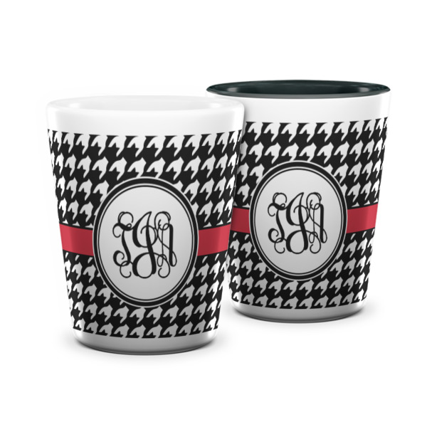 Custom Houndstooth Ceramic Shot Glass - 1.5 oz (Personalized)
