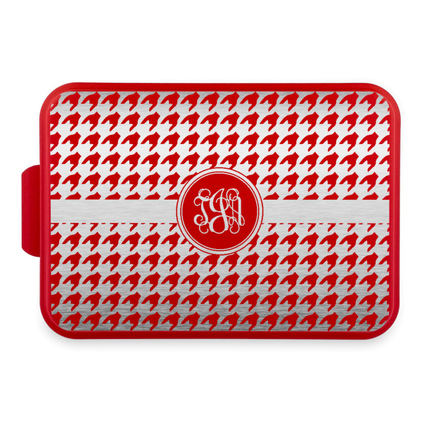 Custom Houndstooth Aluminum Baking Pan with Red Lid (Personalized)