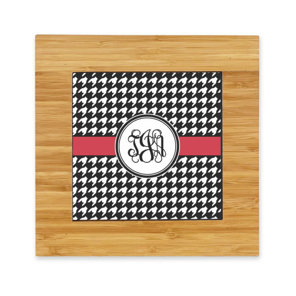 Custom Houndstooth Bamboo Trivet with Ceramic Tile Insert (Personalized)
