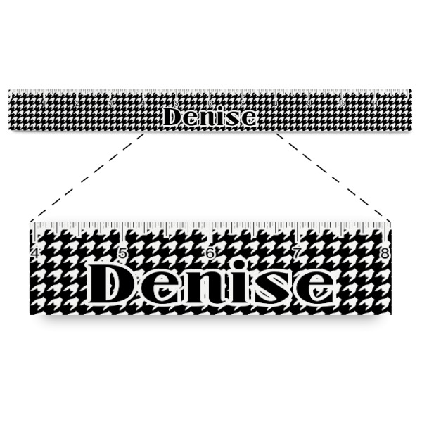 Custom Houndstooth Plastic Ruler - 12" (Personalized)