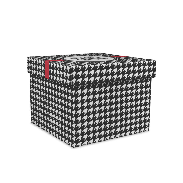 Custom Houndstooth Gift Box with Lid - Canvas Wrapped - Medium (Personalized)