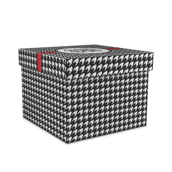 Custom Houndstooth Gift Box with Lid - Canvas Wrapped - Large (Personalized)