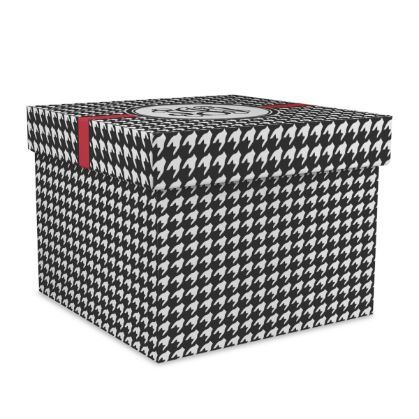 Custom Houndstooth Gift Box with Lid - Canvas Wrapped - X-Large (Personalized)