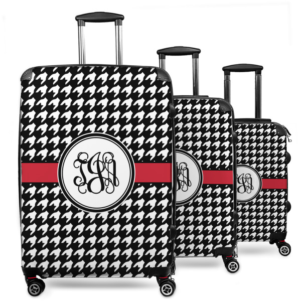 Custom Houndstooth 3 Piece Luggage Set - 20" Carry On, 24" Medium Checked, 28" Large Checked (Personalized)
