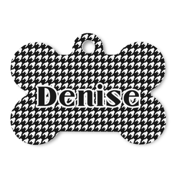 Custom Houndstooth Bone Shaped Dog ID Tag (Personalized)