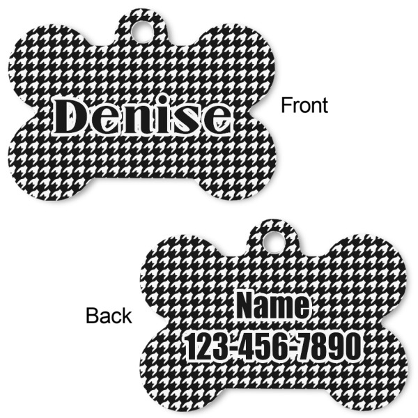 Custom Design - Bone Shaped Dog ID Tag - Large - Front & Back View
