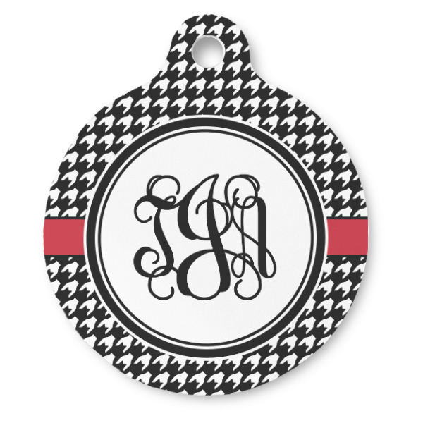 Custom Houndstooth Round Pet ID Tag (Personalized)