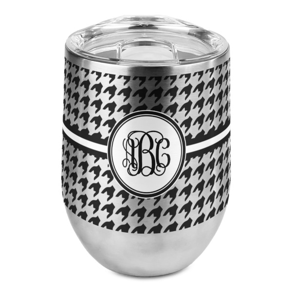 Custom Houndstooth Stemless Wine Tumbler - Full Print (Personalized)