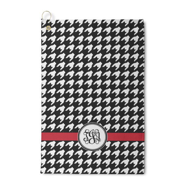 Custom Houndstooth Waffle Weave Golf Towel (Personalized)