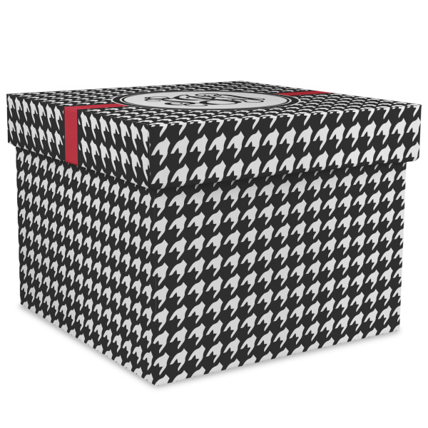Custom Houndstooth Gift Box with Lid - Canvas Wrapped - XX-Large (Personalized)
