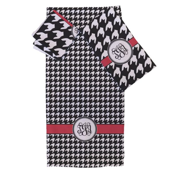Custom Houndstooth Bath Towel Set - 3 Pcs (Personalized)