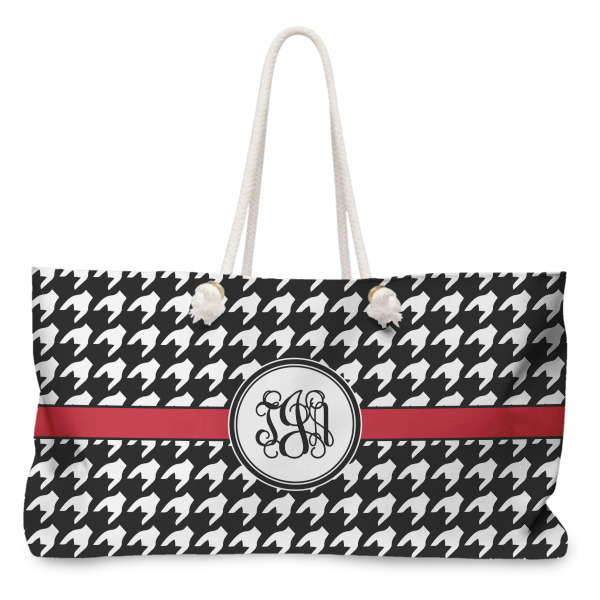 Custom Houndstooth Large Tote Bag with Rope Handles (Personalized)