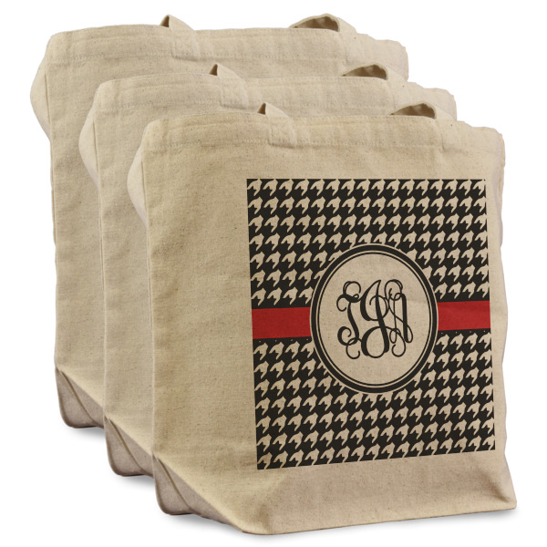 Custom Design - 3 Reusable Cotton Grocery Bags - Front View