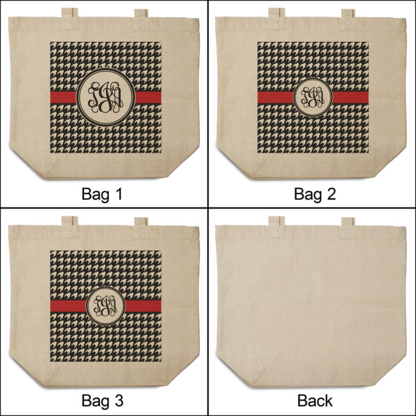 Custom Design - 3 Reusable Cotton Grocery Bags - Front & Back View