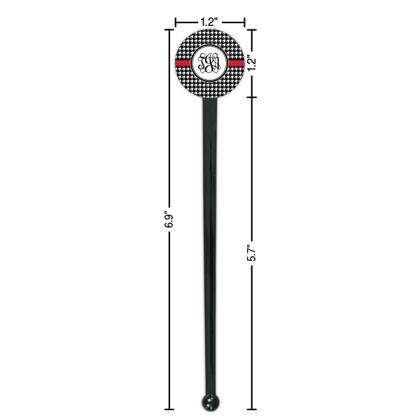 Custom Design - Black Plastic 7" Stir Stick - Round - Dimensions
