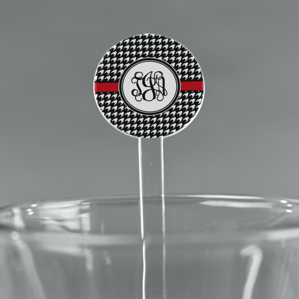 Custom Houndstooth 7" Round Plastic Stir Sticks - Clear (Personalized)