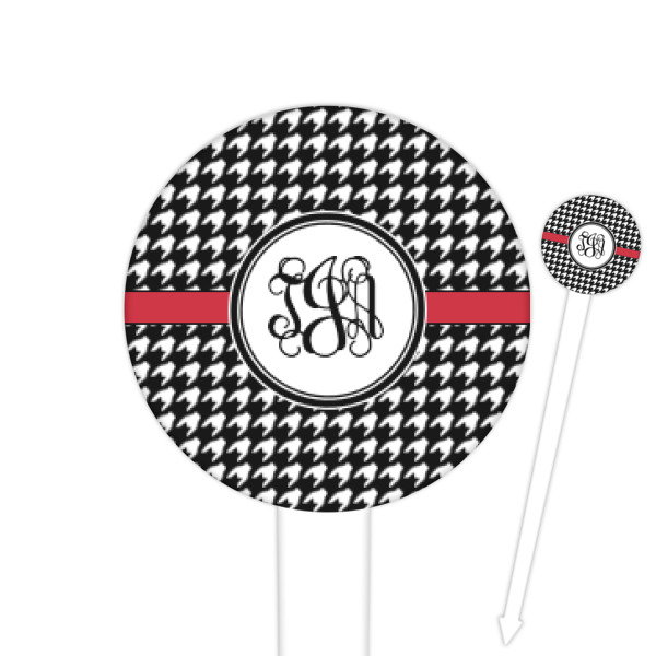 Custom Houndstooth Round Plastic Food Picks (Personalized)
