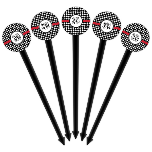 Custom Design - Black Plastic 6" Food Pick - Round - Fan View