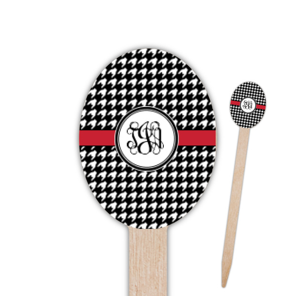 Custom Houndstooth Oval Wooden Food Picks (Personalized)