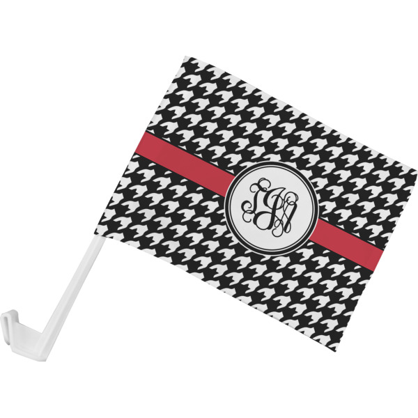 Custom Houndstooth Car Flag - Small w/ Monogram