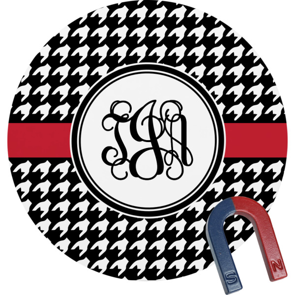 Custom Houndstooth Round Fridge Magnet (Personalized)