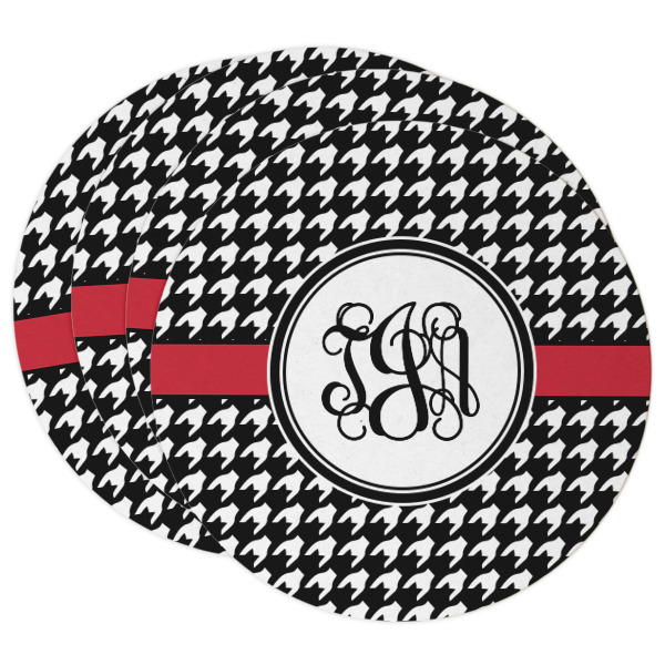 Custom Houndstooth Round Paper Coasters w/ Monograms
