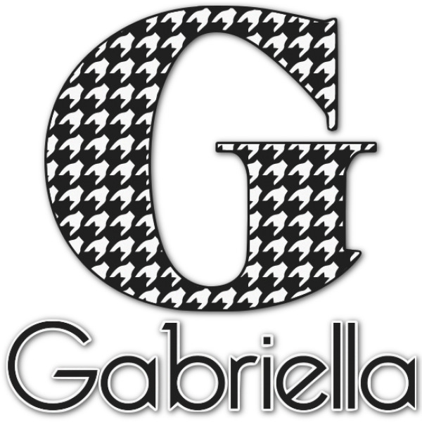 Custom Houndstooth Name & Initial Decal - Custom Sized (Personalized)
