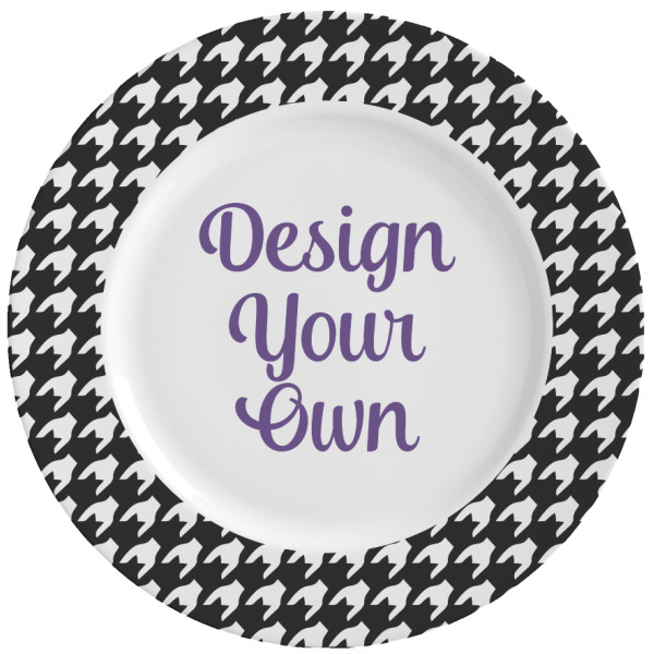 Custom Houndstooth Ceramic Dinner Plates (Set of 4) (Personalized)