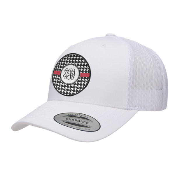 Custom Houndstooth Trucker Hat - White (Personalized)