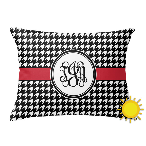 Custom Houndstooth Outdoor Throw Pillow (Rectangular) (Personalized)