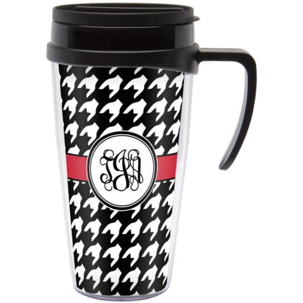 Custom Houndstooth Acrylic Travel Mug with Handle (Personalized)