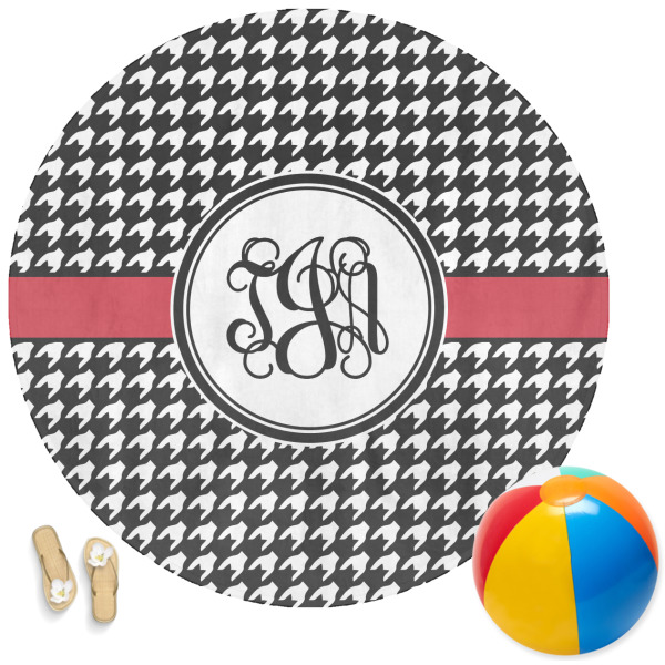 Custom Houndstooth Round Beach Towel (Personalized)