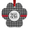 Houndstooth Metal Paw Ornament - Double Sided w/ Monogram