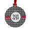 Houndstooth Metal Ball Ornament - Double Sided w/ Monogram