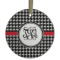 Houndstooth Flat Glass Ornament - Round w/ Monogram