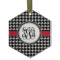 Houndstooth Flat Glass Ornament - Hexagon w/ Monogram