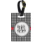 Houndstooth Plastic Luggage Tag - Rectangular w/ Monogram