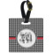 Houndstooth Plastic Luggage Tag - Square w/ Monogram